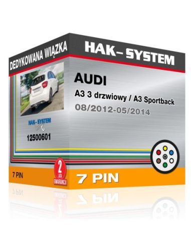 Dedykowana wiązka haka holowniczego AUDI A3 3 drzwiowy / A3 Sportback, 2012, 2013, 2014 [7 pin]