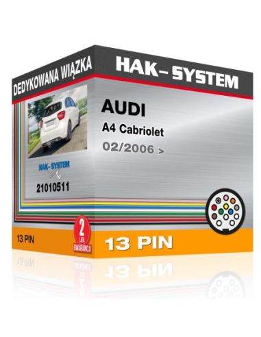 Dedykowana wiązka haka holowniczego AUDI A4 Cabriolet, 2006, 2007, 2008, 2009, 2010, 2011, 2012, 2013, 2014, 2015 [13 pin]