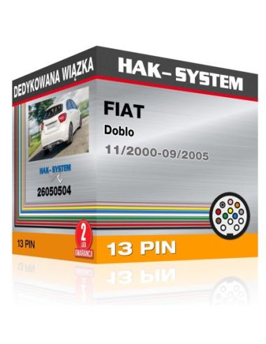 Dedykowana wiązka haka holowniczego FIAT Doblo, 2000, 2001, 2002, 2003, 2004, 2005 [13 pin]