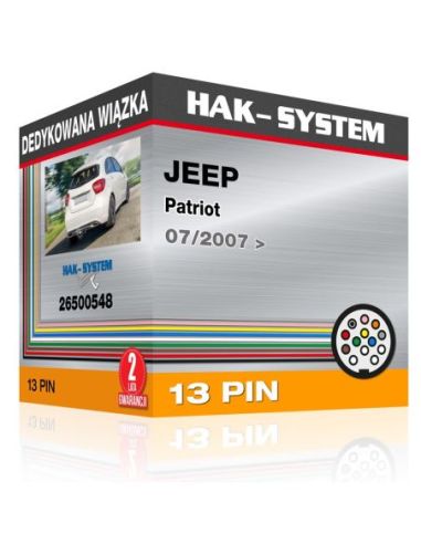 Dedykowana wiązka haka holowniczego JEEP Patriot, 2007, 2008, 2009, 2010, 2011, 2012, 2013, 2014, 2015, 2016 [13 pin]