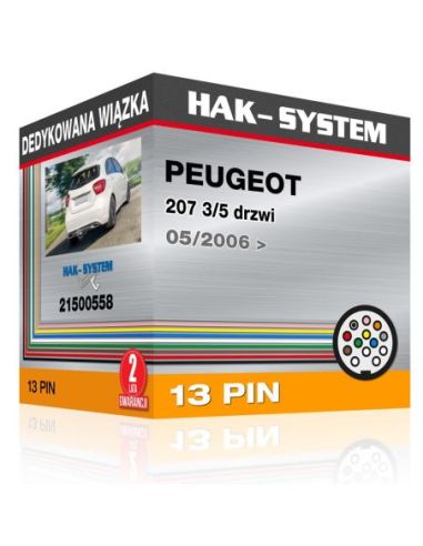 Dedykowana wiązka haka holowniczego PEUGEOT 207 3/5 drzwi, 2006, 2007, 2008, 2009, 2010, 2011, 2012, 2013, 2014, 2015 [13 pin]