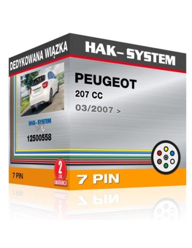 Dedykowana wiązka haka holowniczego PEUGEOT 207 CC, 2007, 2008, 2009, 2010, 2011, 2012, 2013, 2014, 2015, 2016 [7 pin]