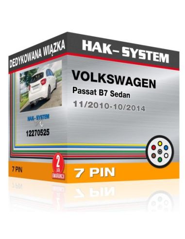 Dedykowana wiązka haka holowniczego VOLKSWAGEN Passat B7 Sedan, 2010, 2011, 2012, 2013, 2014 [7 pin]