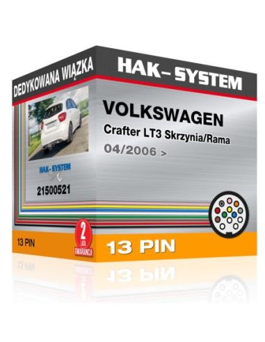 Dedykowana wiązka haka holowniczego VOLKSWAGEN Crafter LT3 Skrzynia/Rama, 2006, 2007, 2008, 2009, 2010, 2011, 2012, 2013, 2014, 