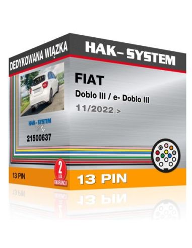 Dedykowana wiązka haka holowniczego FIAT Doblo III / e- Doblo III, 2022, 2023 [13 pin]