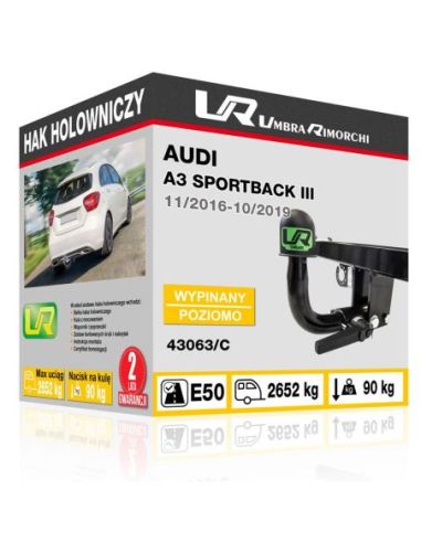 Hak holowniczy Audi A3 SPORTBACK III wypinany poziomo